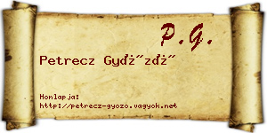 Petrecz Győző névjegykártya